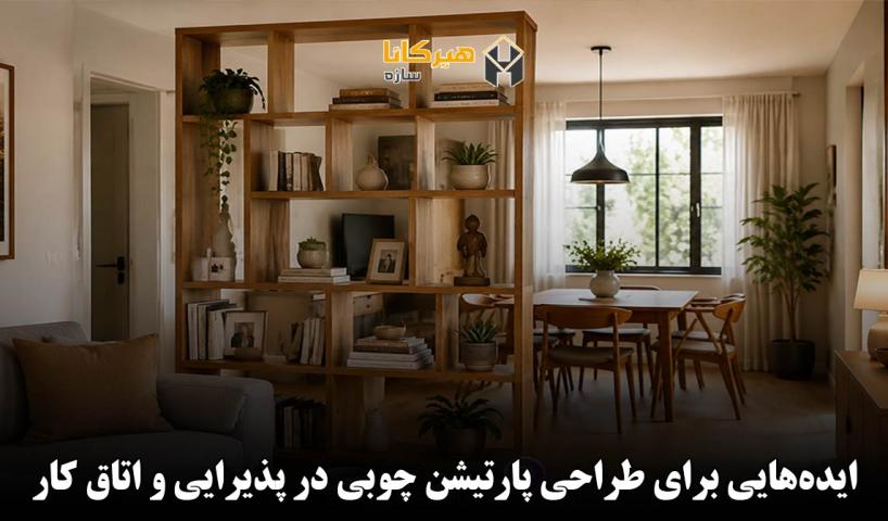 ایده‌هایی برای طراحی پارتیشن چوبی در پذیرایی و اتاق کار