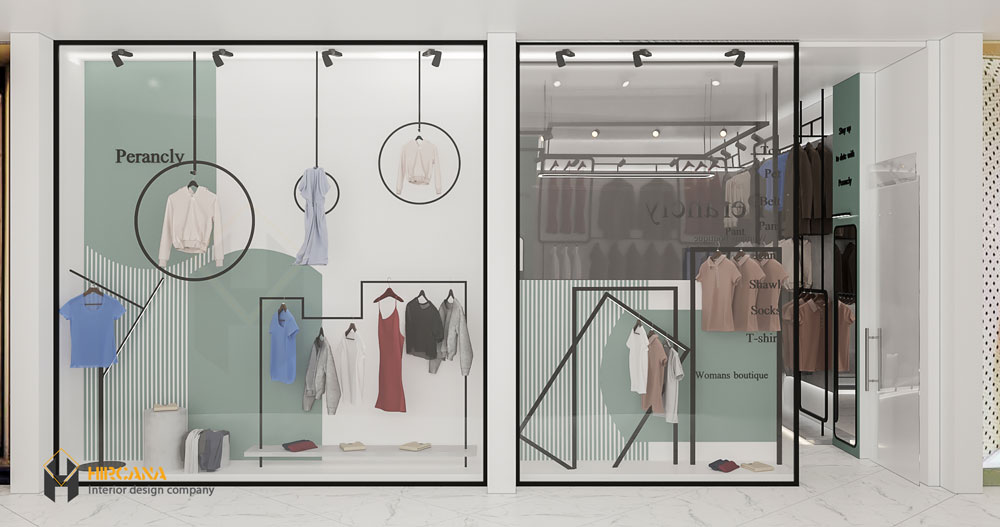 طراحی سه بعدی داخلی فروشگاه پوشاک گرگان
