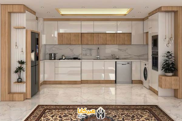 1. ترکیب سفید و چوب طبیعی، انتخابی گرم و همیشه محبوب 
