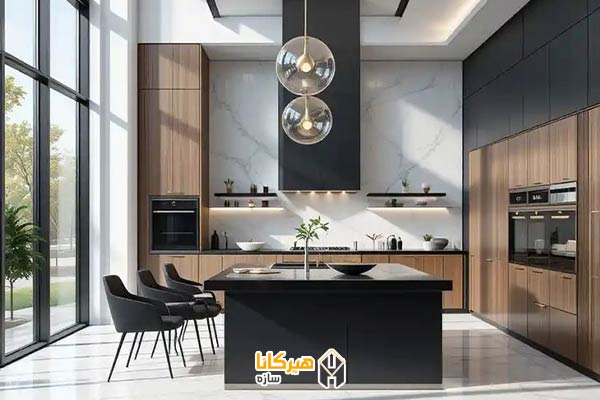10. مشکی و چوب، ترکیب لوکس و جسورانه برای طراحی خاص