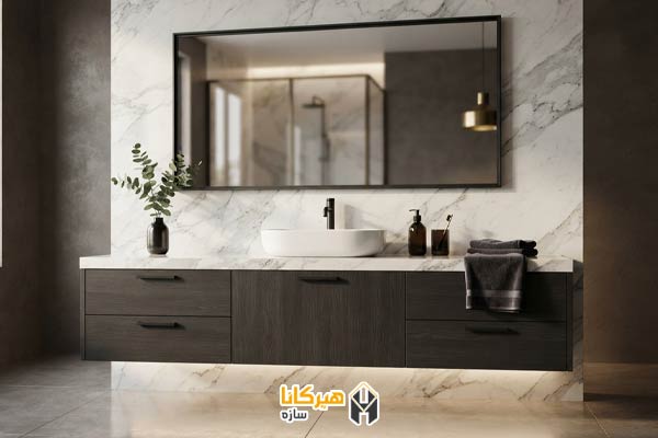 ۴. آینه مشکی قابدار برای سرویس بهداشتی لوکس