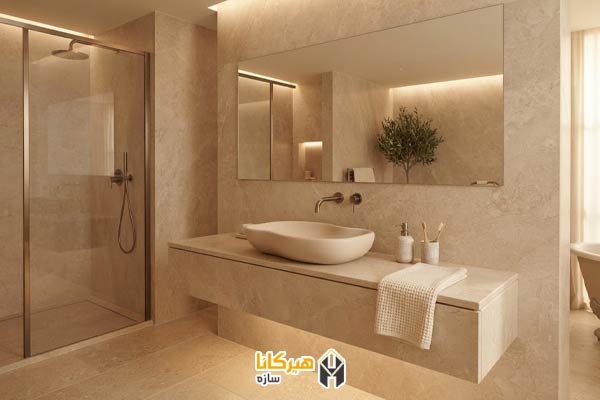 ۱۴. آینه هماهنگ با سنگ و سرامیک سرویس
