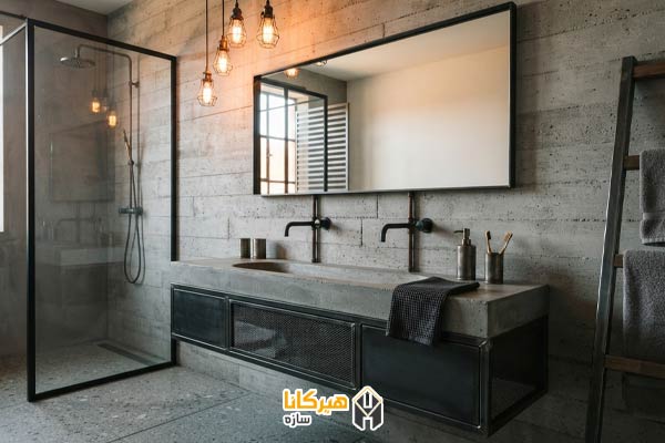 ۱۶. آینه مناسب سرویس بهداشتی سبک صنعتی