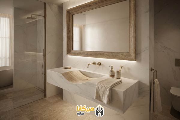 ۱۹. آینه با قاب سنگی برای طراحی لوکس