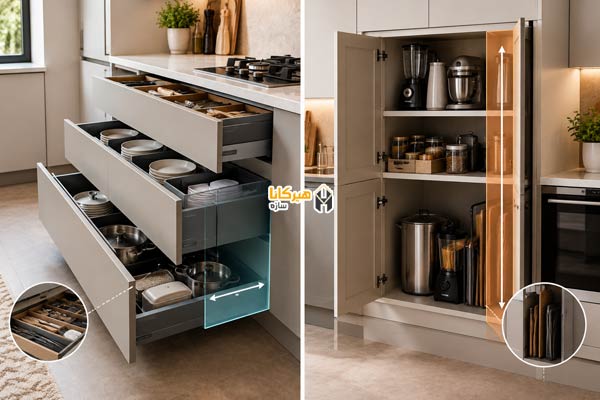 برای کابینت کشو بهتر است یا درب؟ مقایسه از نظر فضای قابل استفاده